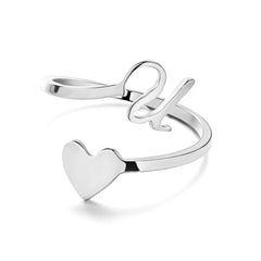 Love Script Adjustable Heart Ring