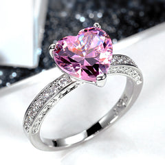 Radiant Heart AAA Zircon Inlaid Ring