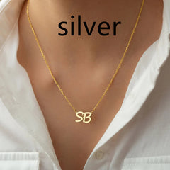 Gold Script Personalized Letter Pendant Necklace