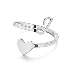 Love Script Adjustable Heart Ring
