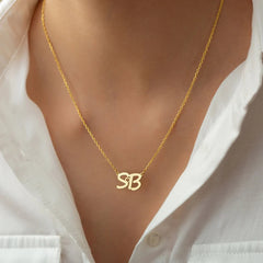 Gold Script Personalized Letter Pendant Necklace