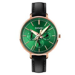 Retro Chic Six-Pin Leather Women's Quartz Watch