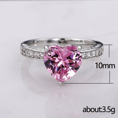 Radiant Heart AAA Zircon Inlaid Ring