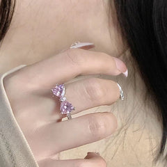 Princess Sparkle Pink Bow Zircon Ring