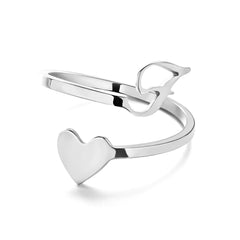 Love Script Adjustable Heart Ring