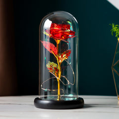 Eternal Rose Gold Foil Preserved Flower in Glass Dome