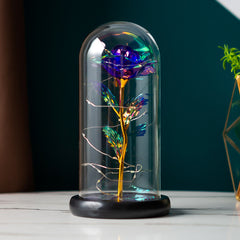 Eternal Rose Gold Foil Preserved Flower in Glass Dome