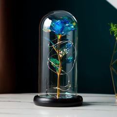 Eternal Rose Gold Foil Preserved Flower in Glass Dome