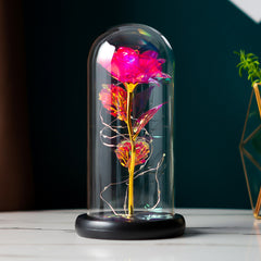 Eternal Rose Gold Foil Preserved Flower in Glass Dome