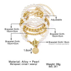 Chain Metal Chain Bracelet 4-piece Set
