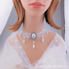 Custom Crystal Lace Bone Pendant Necklace