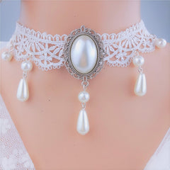 Custom Crystal Lace Bone Pendant Necklace