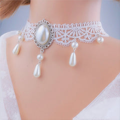 Custom Crystal Lace Bone Pendant Necklace