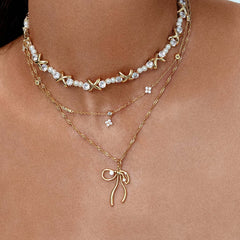 Sweet Zircon Bow Bone Necklace