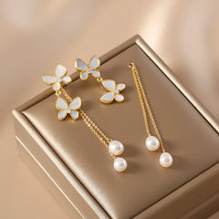 Butterfly Elegance Long Tassel Earrings