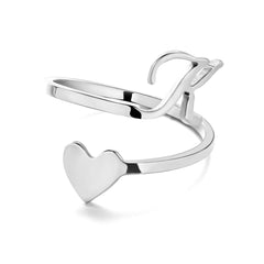 Love Script Adjustable Heart Ring