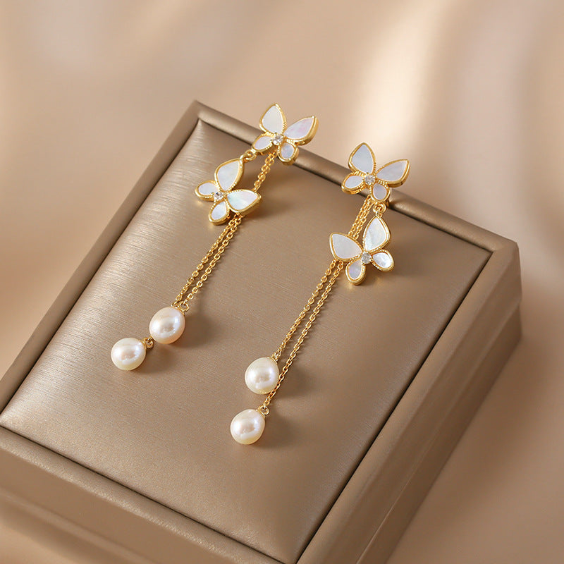 Butterfly Elegance Long Tassel Earrings