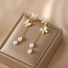 Butterfly Elegance Long Tassel Earrings