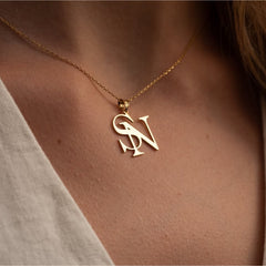 Gold Script Personalized Letter Pendant Necklace