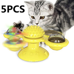 Twist & Tickle Rotating Cat Toy with Scratching and Teeth Cleaning
