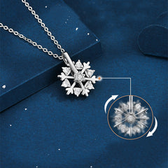 Frosted Elegance Rotatable 925 Silver Snowflake Necklace with Rhinestones
