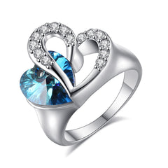 Oceanic Heart Sapphire Ring
