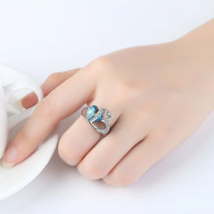 Oceanic Heart Sapphire Ring