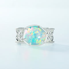 Opal Geometric Sterling Silver Ring