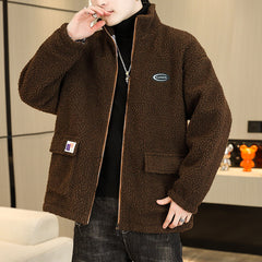 Arctic Luxe Men's Lambswool Stand Collar Winter Jacket