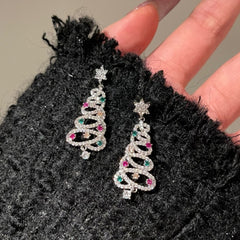 Sparkle Tree Zircon Tassel Earrings