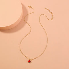 Crimson Heart Clavicle Pendant Necklace