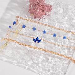 4-Piece Blue Flower & Butterfly Rhinestone Bracelet Collection