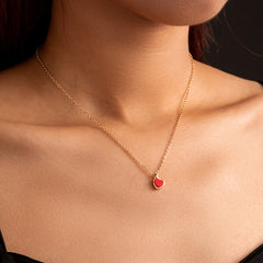 Crimson Heart Clavicle Pendant Necklace