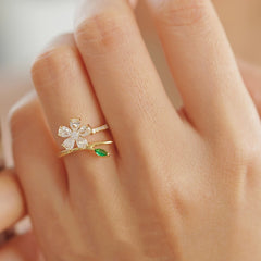 Elegant Cherry Blossom Design with Rotating Crystal Accent