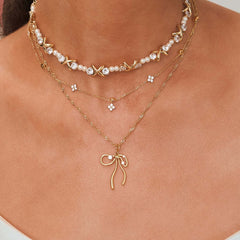 Sweet Zircon Bow Bone Necklace
