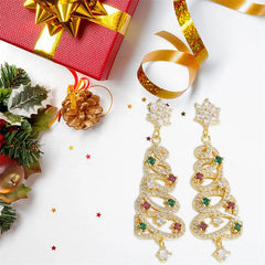Sparkle Tree Zircon Tassel Earrings