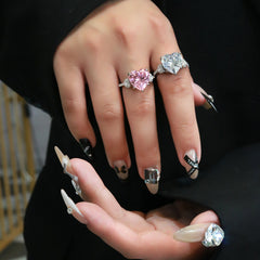 Heart Spark 12mm Diamond Inlaid 925 Silver Ring