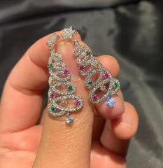 Sparkle Tree Zircon Tassel Earrings
