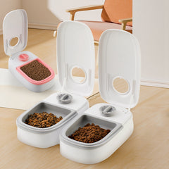 Automatic Pet Food Dispenser with Timer & Stainless Steel Bowl