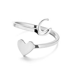 Love Script Adjustable Heart Ring