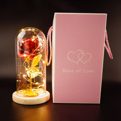 Eternal Rose Gold Foil Preserved Flower in Glass Dome