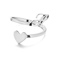 Love Script Adjustable Heart Ring