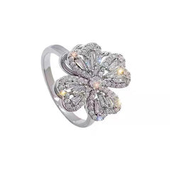 Rotating Clover Charm Ring European & American Ins Style