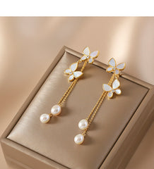 Butterfly Elegance Long Tassel Earrings