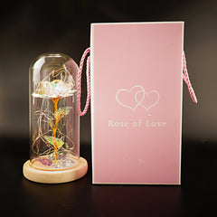 Eternal Rose Gold Foil Preserved Flower in Glass Dome