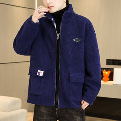 Arctic Luxe Men's Lambswool Stand Collar Winter Jacket