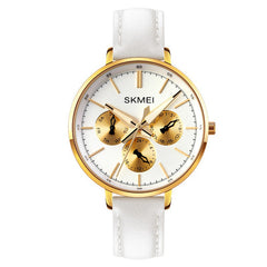 Retro Chic Six-Pin Leather Women's Quartz Watch