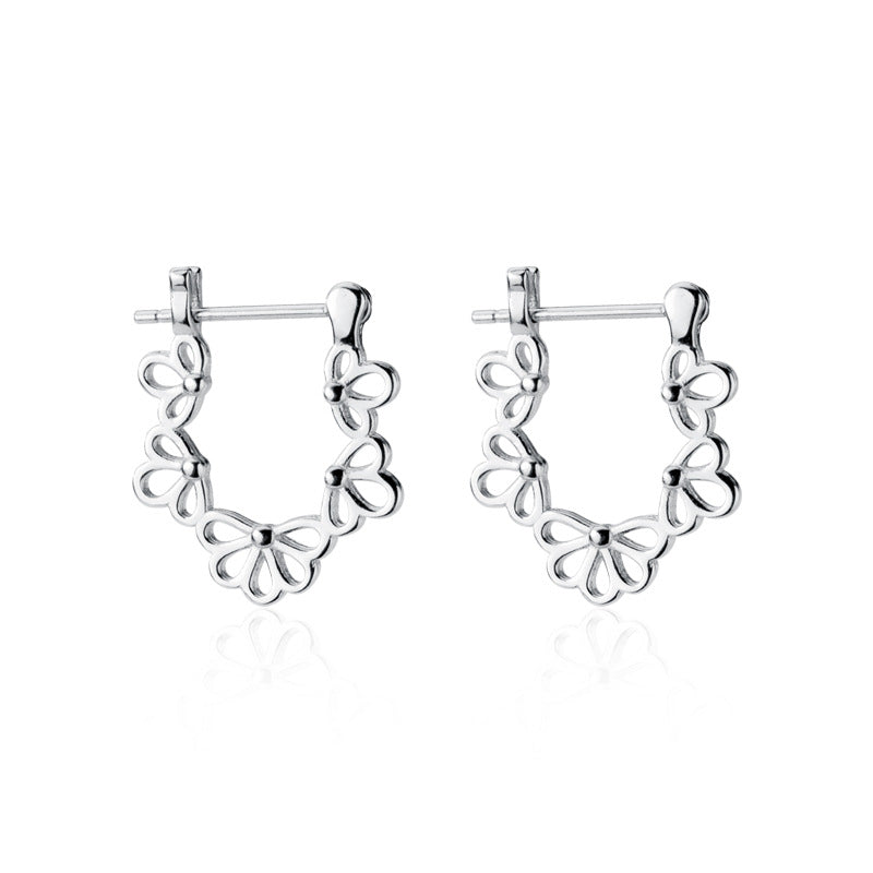 S925 Silver Hollow Flower Ear Clip
