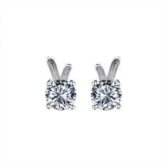 Women's Rabbit Moissanite Sterling Silver Earrings