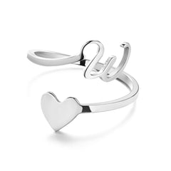 Love Script Adjustable Heart Ring